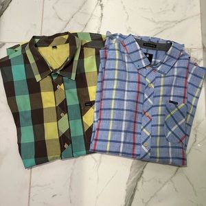 Billabong & Rvca button down casual tees/polos, size XL, bundled together